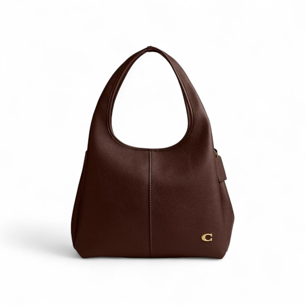 Coach Lana Large Brown Leather Hobo Bag with Gold Accent - Picture 13 of 15